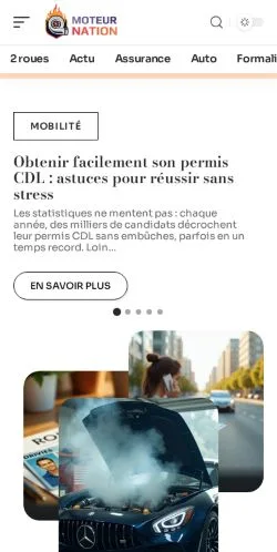 Anteprima del sito Moteur Nation, media di Francia per articoli sponsorizzati