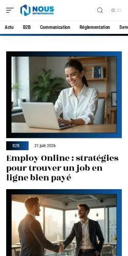Preview of the Nous Entreprenons website, a media outlet in France for sponsored articles