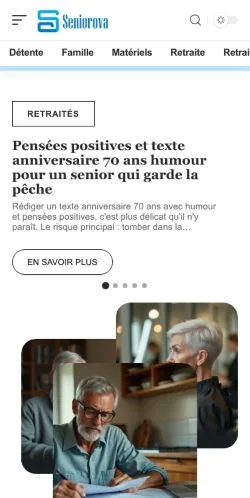 Anteprima del sito Seniorova, media di Francia per articoli sponsorizzati