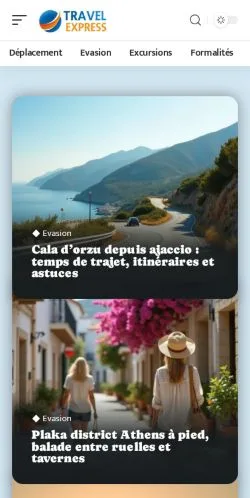 Anteprima del sito Travel Express, media di Francia per articoli sponsorizzati