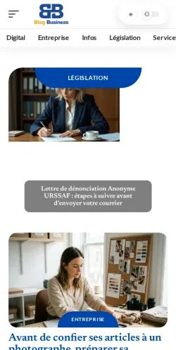Anteprima del sito Blog Business, media di Francia per articoli sponsorizzati