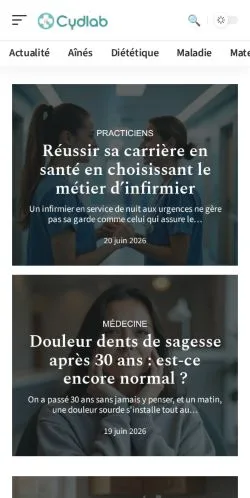 Forhåndsvisning av nettstedet Cydlab L'actu Santé, medium fra Frankrike for sponsede artikler