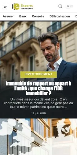 스폰서 기사용 프랑스 매체 Experts Immobilier 사이트 미리보기