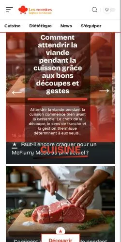 Pré-visualização do site Les Recettes Légères de Chrissy, meio de França para artigos patrocinados