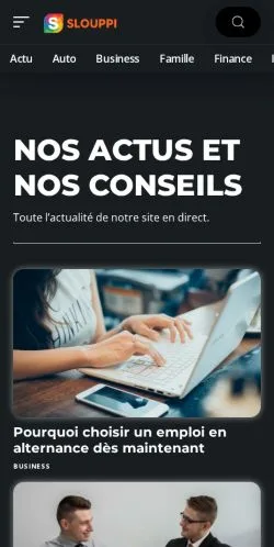 Vista previa del sitio Slouppi, medio de Francia para artículos patrocinados