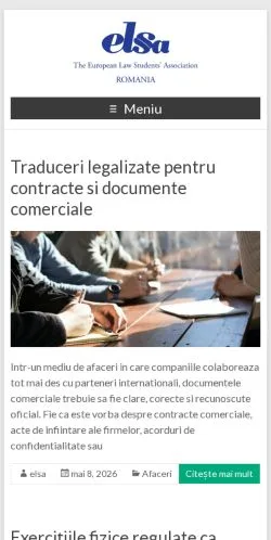 Anteprima del sito ELSA Romania, media di Romania per articoli sponsorizzati