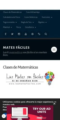 Vista previa del sitio Mates Fáciles, medio de España para artículos patrocinados