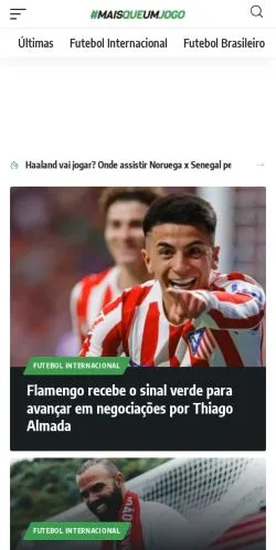 Anteprima del sito Mais Que Um Jogo, media di Brasile per articoli sponsorizzati