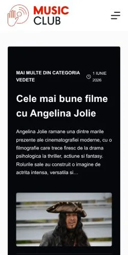 Pré-visualização do site Music Club, meio de Romênia para artigos patrocinados