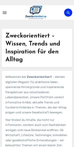 Anteprima del sito Zweckorientiert, media di Germania per articoli sponsorizzati