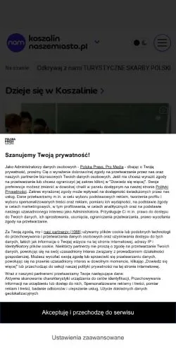 Podgląd witryny Koszalin Nasze Miasto, medium z kraju Polska do artykułów sponsorowanych