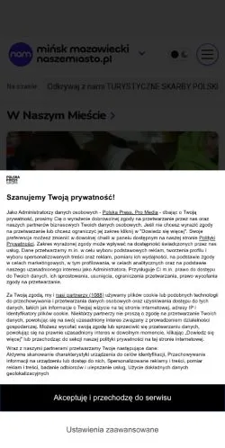 Anteprima del sito Mińsk Mazowiecki Nasze Miasto, media di Polonia per articoli sponsorizzati