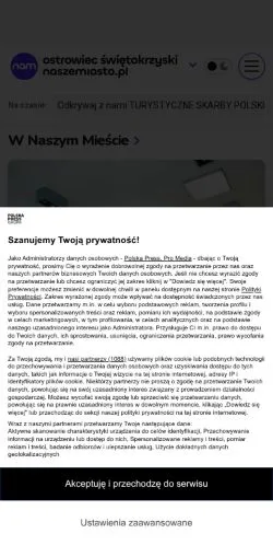 Anteprima del sito Ostrowiec Świętokrzyski Nasze Miasto, media di Polonia per articoli sponsorizzati
