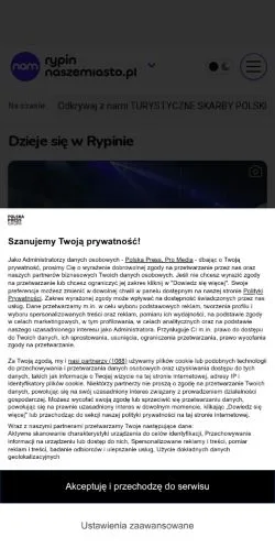 Vista previa del sitio Rypin Nasze Miasto, medio de Polonia para artículos patrocinados