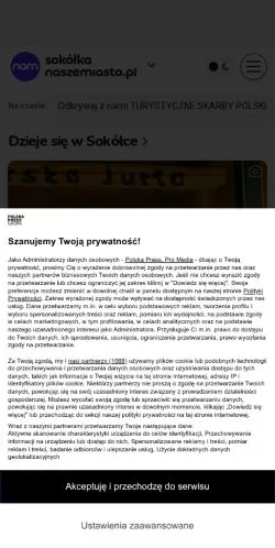 Anteprima del sito Sokółka Nasze Miasto, media di Polonia per articoli sponsorizzati
