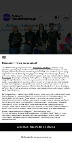 Anteprima del sito Tuszyn Nasze Miasto, media di Polonia per articoli sponsorizzati