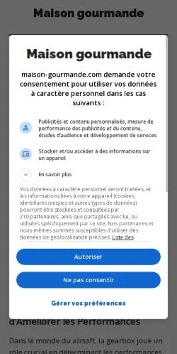 Anteprima del sito Maison Gourmande, media di Francia per articoli sponsorizzati
