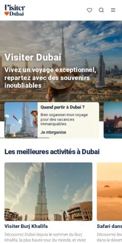 Anteprima del sito Visiter Dubai, media di Francia per articoli sponsorizzati