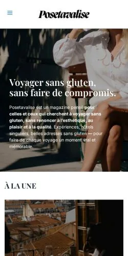 Pré-visualização do site posetavalise, meio de França para artigos patrocinados