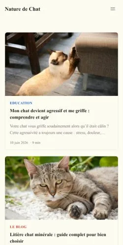 Sponsorlu makaleler için Fransa medyası Nature De Chat sitesinin önizlemesi