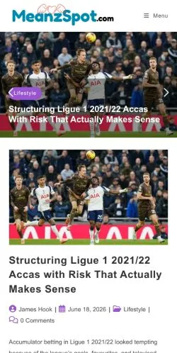 Aperçu du site meanzspot.com -, média de États-Unis pour articles sponsorisés