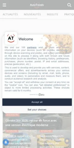 Anteprima del sito Auto Trendy, media di Francia per articoli sponsorizzati