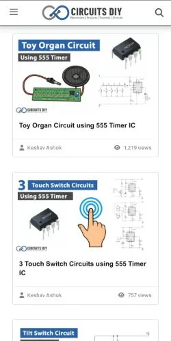 Voorbeeld van de site Circuits DIY, medium uit Verenigde Staten voor gesponsorde artikelen