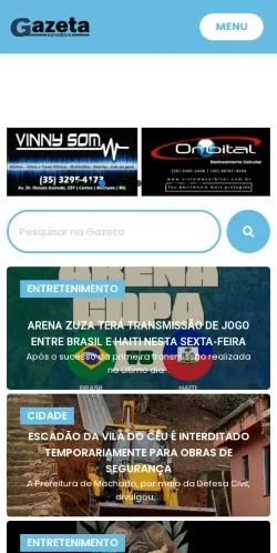 Anteprima del sito Gazeta Machadense, media di Brasile per articoli sponsorizzati