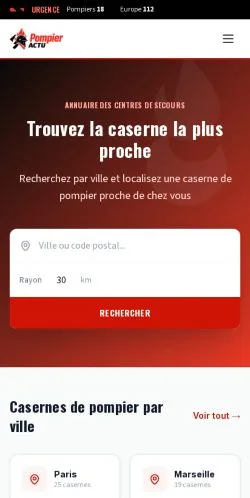 スポンサード記事向けのフランスメディア、Pompier Actuのサイトプレビュー