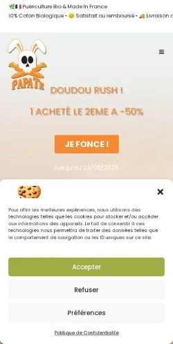 スポンサード記事向けのフランスメディア、PaPate Bioのサイトプレビュー
