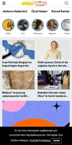 Pré-visualização do site Güçlü Anadolu, meio de Turquia para artigos patrocinados
