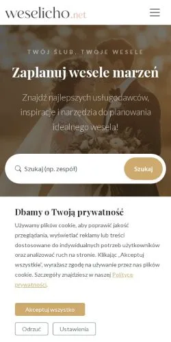Podgląd witryny Weselicho, medium z kraju Polska do artykułów sponsorowanych