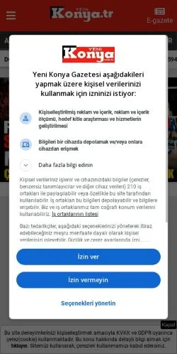 Anteprima del sito Yeni Konya, media di Turchia per articoli sponsorizzati