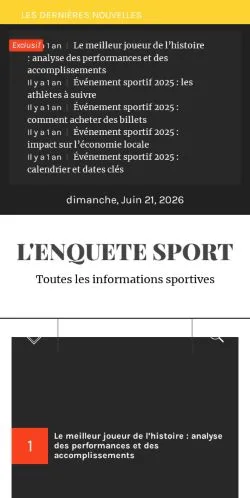 Anteprima del sito L'enquete Sport, media di Francia per articoli sponsorizzati