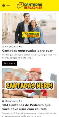 Vista previa del sitio Cantadas Nerds, medio de Brasil para artículos patrocinados