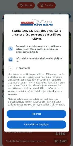 Anteprima del sito BauskasDzive, media di Lettonia per articoli sponsorizzati