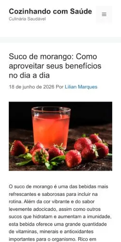 Anteprima del sito Cozinhando Com Saúde, media di Brasile per articoli sponsorizzati