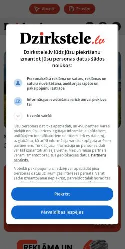 Podgląd witryny Dzirkstele, medium z kraju Łotwa do artykułów sponsorowanych