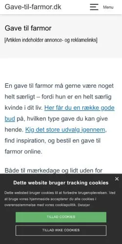 Anteprima del sito Gave Til Farmor, media di Danimarca per articoli sponsorizzati