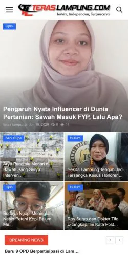 Anteprima del sito Teras Lampung, media di Indonesia per articoli sponsorizzati