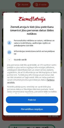 Anteprima del sito ZiemelLatvija, media di Lettonia per articoli sponsorizzati