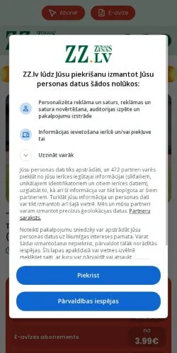 Vorschau der Website ZZ, Medium aus Lettland für gesponserte Artikel