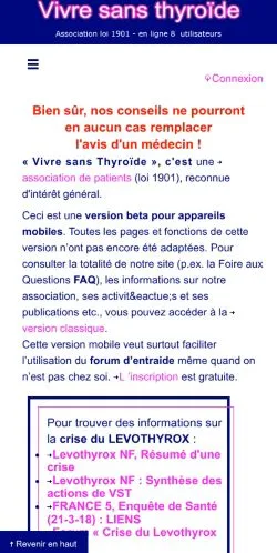 Vista previa del sitio Forum Thyroïde, medio de Estados Unidos para artículos patrocinados