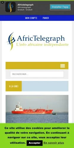 スポンサード記事向けのフランスメディア、Africtelegraphのサイトプレビュー