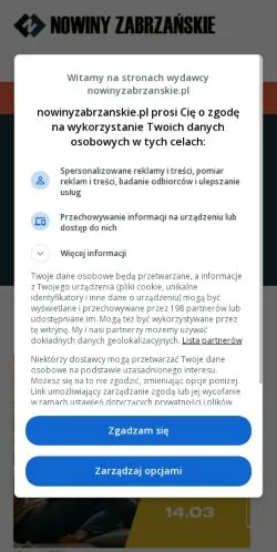 Anteprima del sito Nowiny Zabrzańskie, media di Polonia per articoli sponsorizzati
