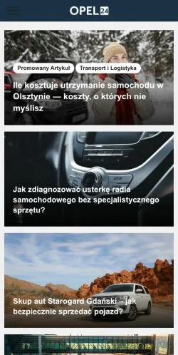 Förhandsvisning av webbplatsen Opel Portal, medium i Polen för sponsrade artiklar