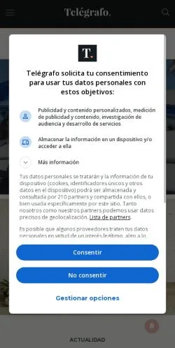Anteprima del sito Telégrafo, media di Argentina per articoli sponsorizzati