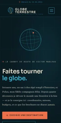 Aperçu du site globeterrestre.fr, média de France pour articles sponsorisés