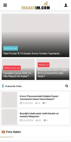 Vorschau der Website İnşaatım, Medium aus Türkei für gesponserte Artikel