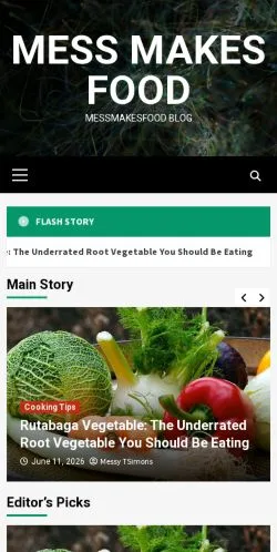スポンサード記事向けのアメリカ合衆国メディア、Mess Makes Foodのサイトプレビュー